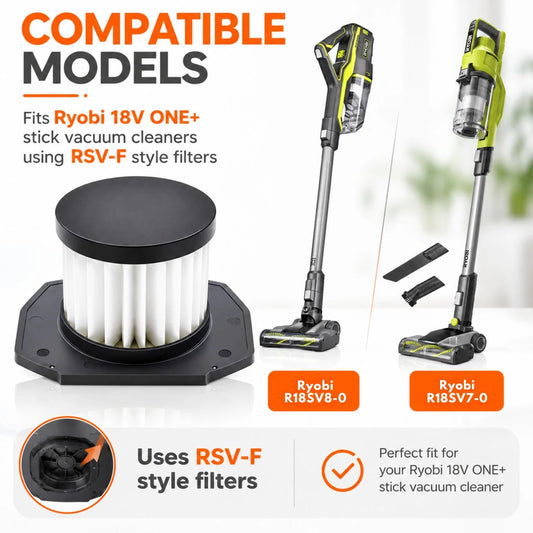 Vacuum Cleaner HEPA Filter For Ryobi 18V ONE+ R18SV7-0 & R18SV8-0 Series – RSV-F Type
