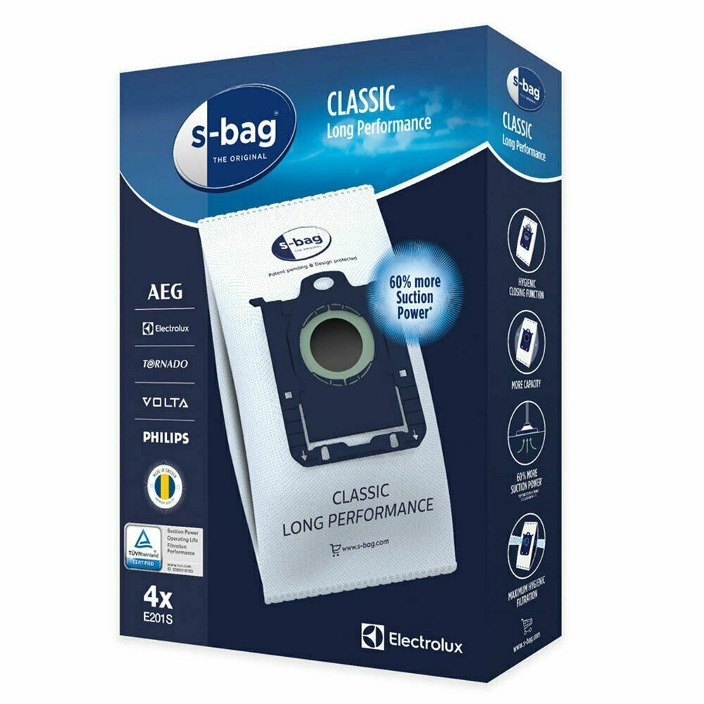 8 Genuine Electrolux Classic S-Bag Vacuum Cleaner Bags E201S