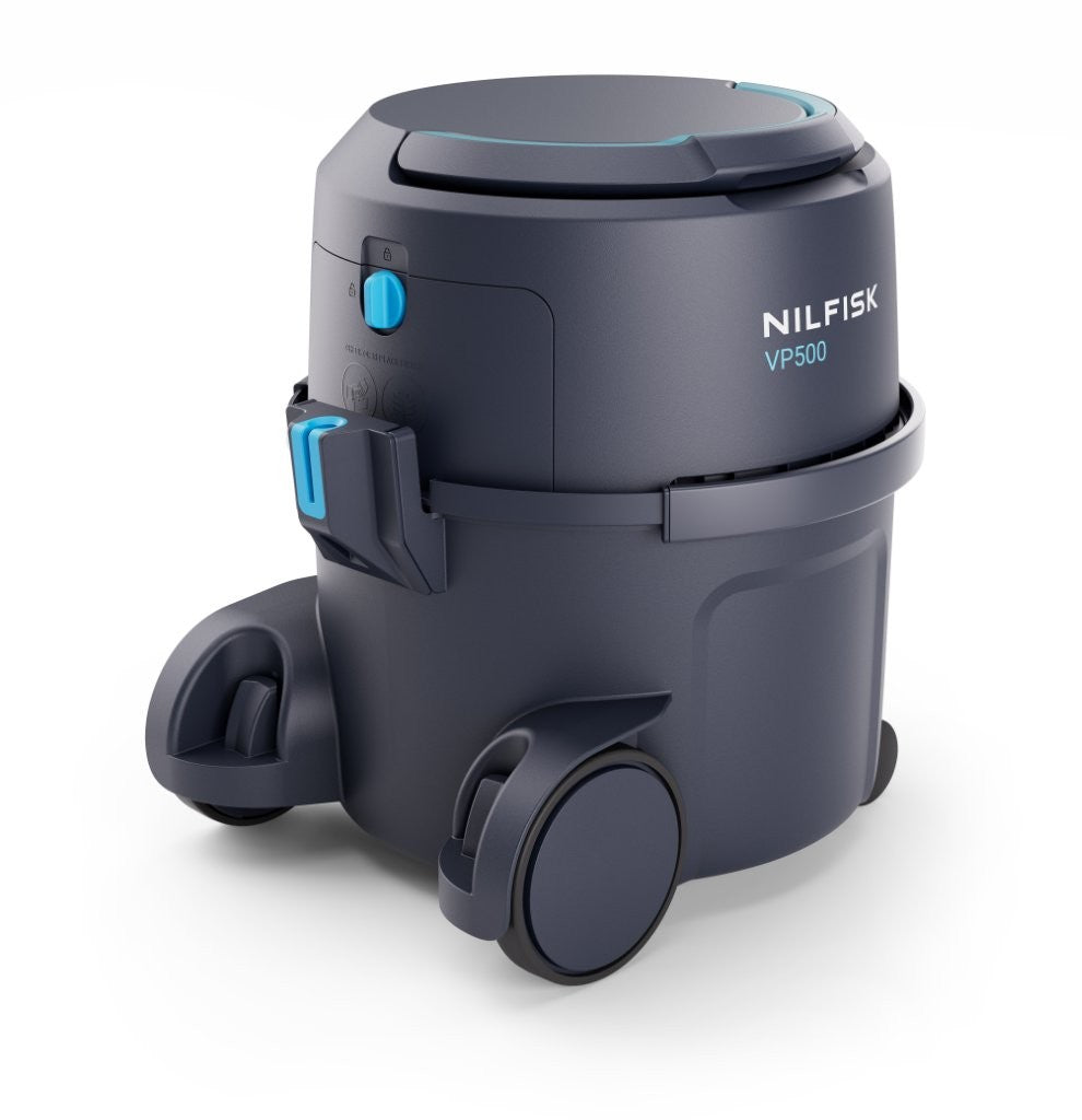 Nilfisk VP500 cordless battery powered commercial vacuum cleaner 90 minutes runtime