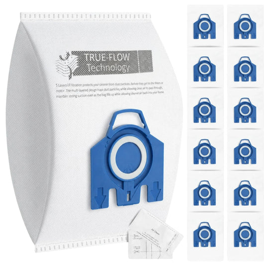12 x 3D Synthetic GN Type  Miele Vacuum Cleaner Bags + 2 Filters