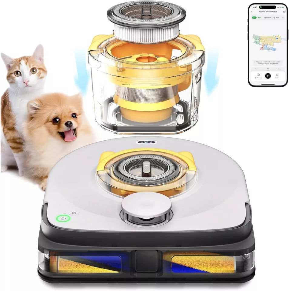 UBPET V10 22000 Pa Cyclone Robot Vacuum Cleaner, Designed for Pet Hair