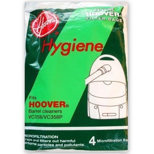4 Genuine Hoover Microfiltration Vacuum Cleaner Bags Suit Hoover Hygiene and Hygiene Plus VC358 VC358P VC358+