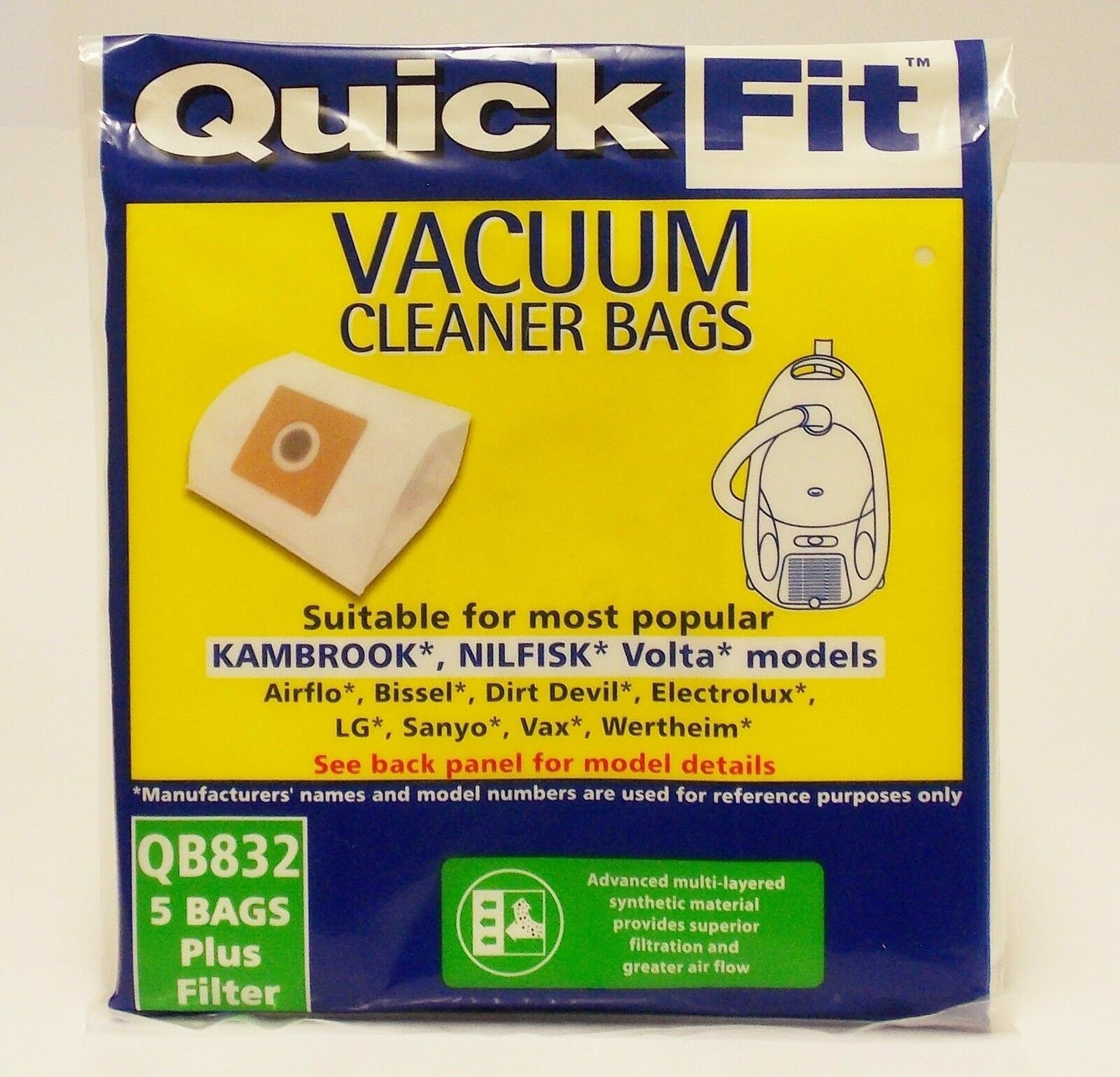 10 Synthetic Vacuum Cleaner Bags same as  QB832 Suit Nilfisk Volta Vax Wertheim