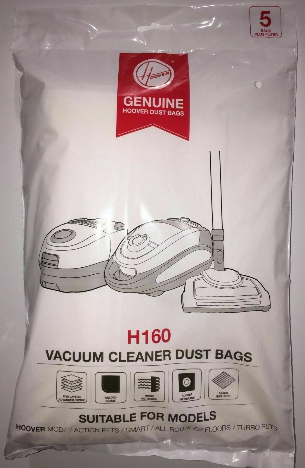10 Genuine Hoover Mode Action Pets Smart All Rounder Turbo Pets Vacuum Cleaner Bags